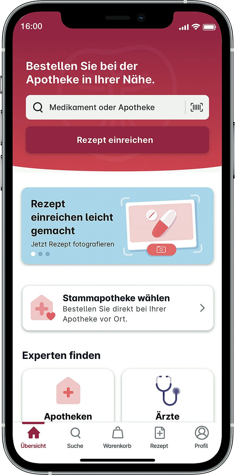 Ein Smartphone mit der geöffneten gesund.de-App zum bequemen Bestellen